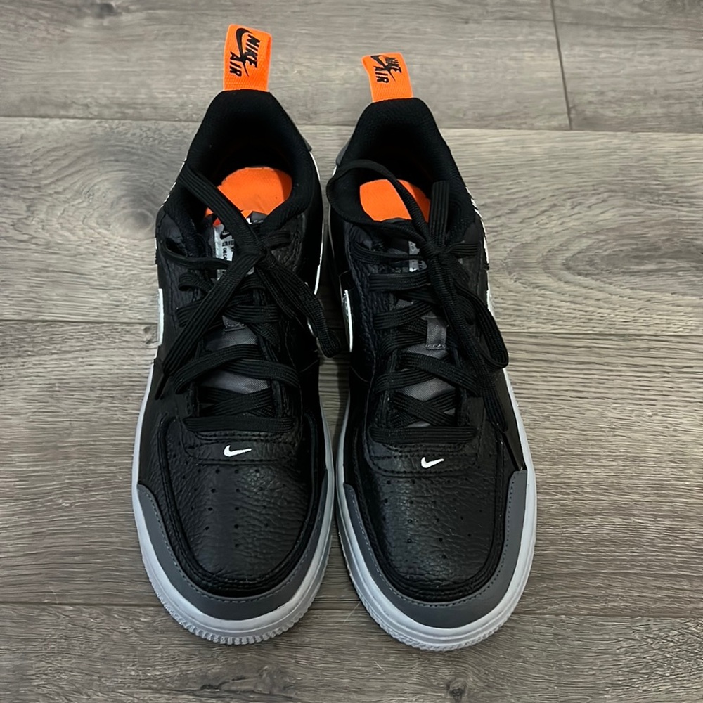 Nike Air Force 1 black with grey big kids size 5.5